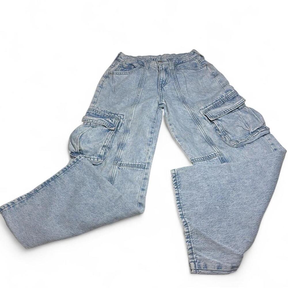 Light blue denim cargo jeans
